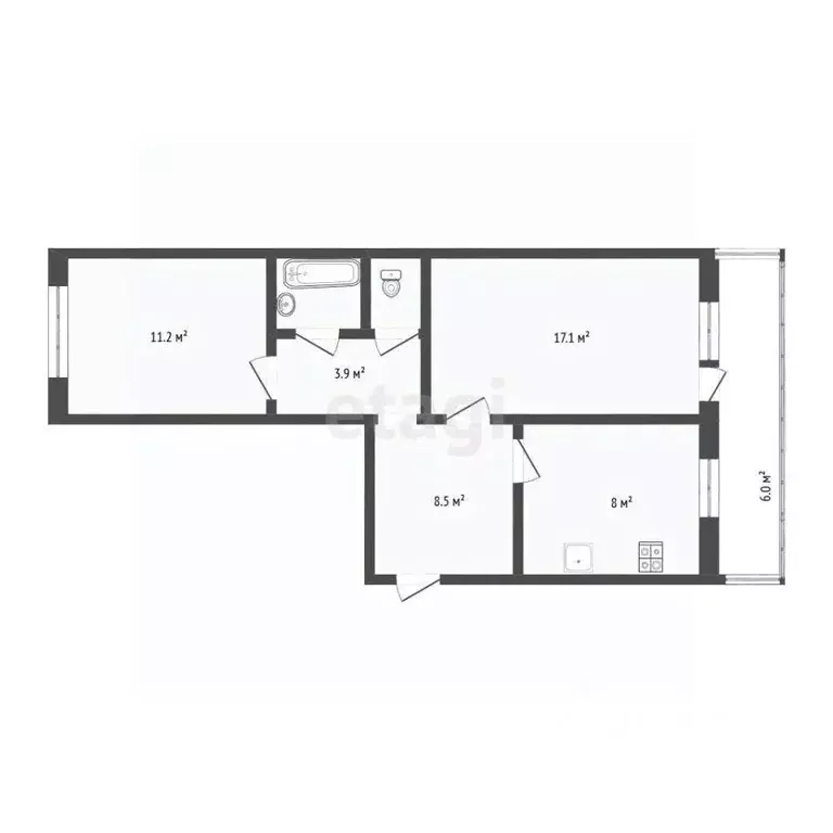 2-к кв. Вологодская область, Череповец ул. Наседкина, 11 (48.0 м) - Фото 2