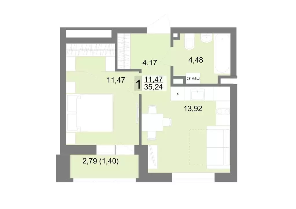 1-комнатная квартира: Екатеринбург, Тенистая улица, 8с4 (35.24 м) - Фото 0