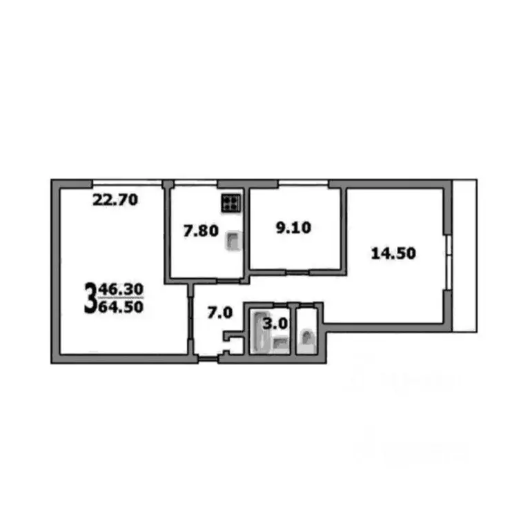 Комната Москва Загородное ш., 8кБ (22.6 м) - Фото 2