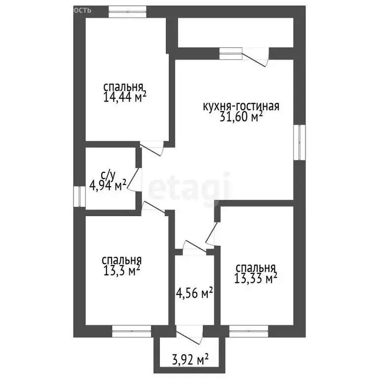 Дом в село Новая Усмань, Лазурная улица, 1 (92 м) - Фото 1
