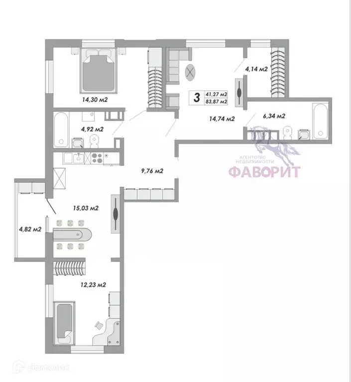 Продаётся 3-к квартира, 83.87 м - Фото 1