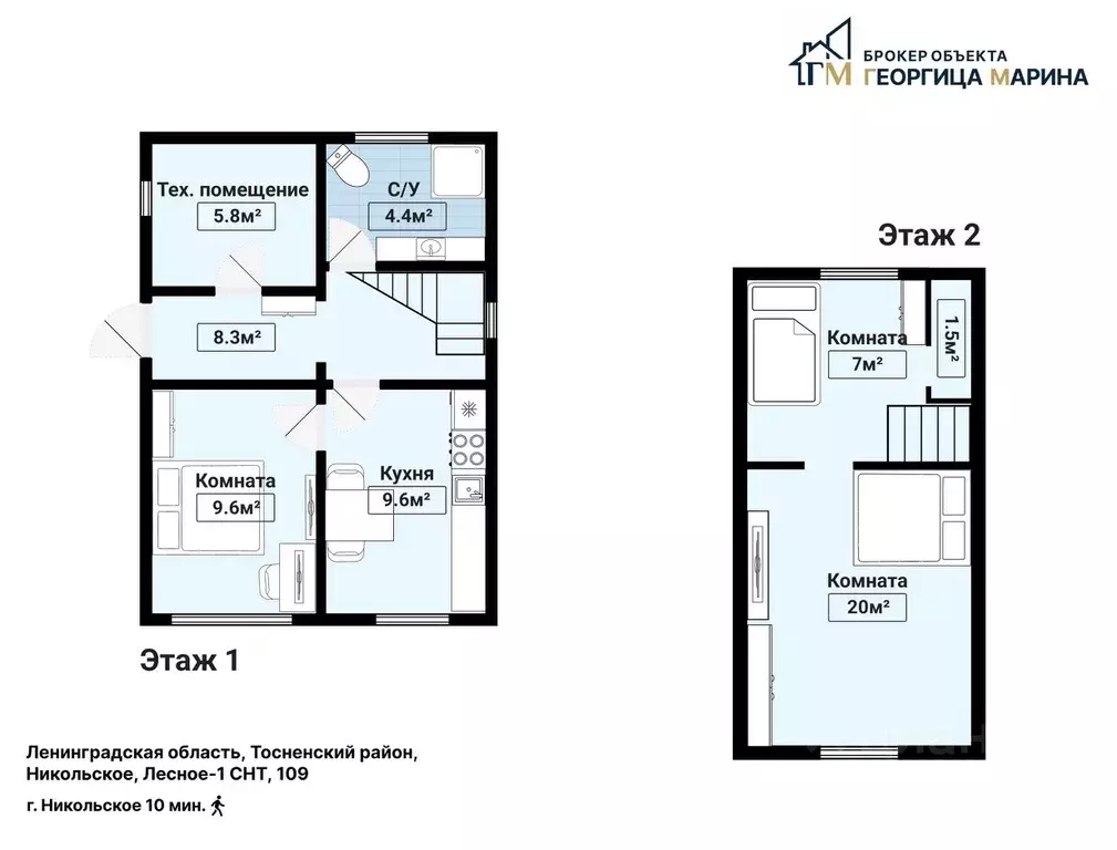 Дом в Ленинградская область, Никольское Тосненский район, Лесное-1 ... - Фото 2