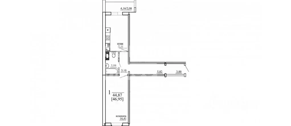 1-к кв. Челябинская область, Челябинск ул. Маршала Чуйкова, 28 (45.0 ... - Фото 2