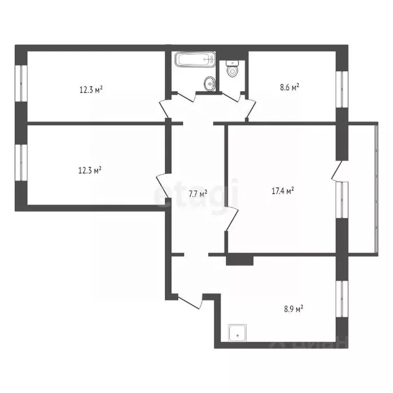 4-к кв. Красноярский край, Красноярск Светлогорская ул., 17Г (78.8 м) - Фото 1