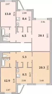 4-к кв. Мурманская область, Мурманск Скальная ул., 13 (112.0 м) - Фото 2