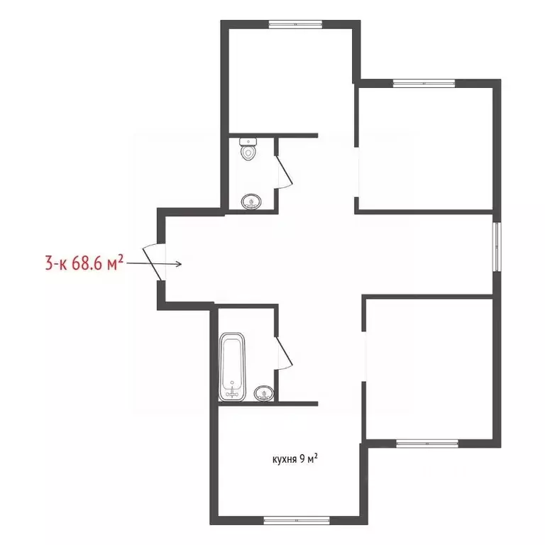 3-к кв. Свердловская область, Дегтярск Клубная ул., 3 (68.6 м) - Фото 2