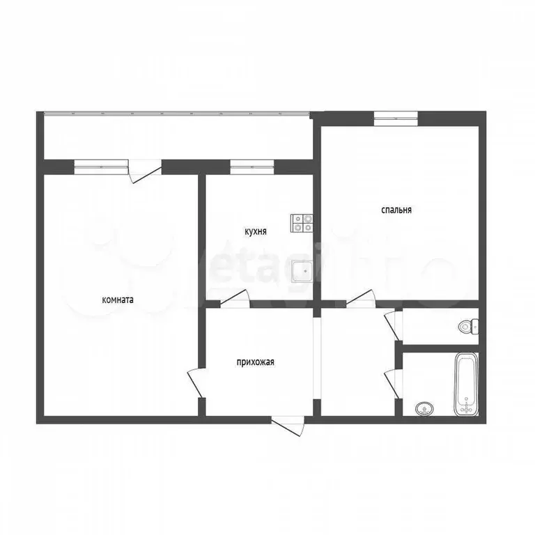 2-к. квартира, 48,9 м, 5/9 эт. - Фото 0