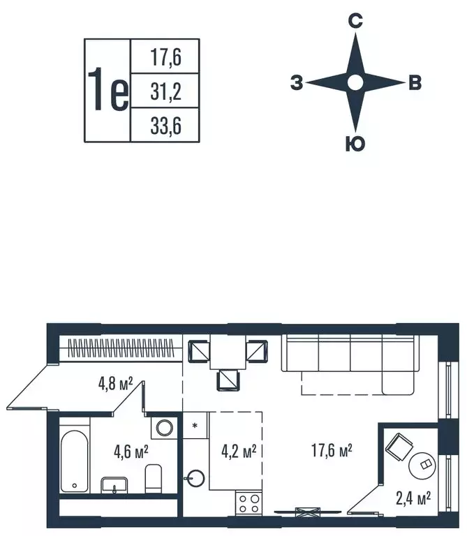 1-комнатная квартира: Владивосток, улица Тухачевского, 33к2 (33.6 м) - Фото 1