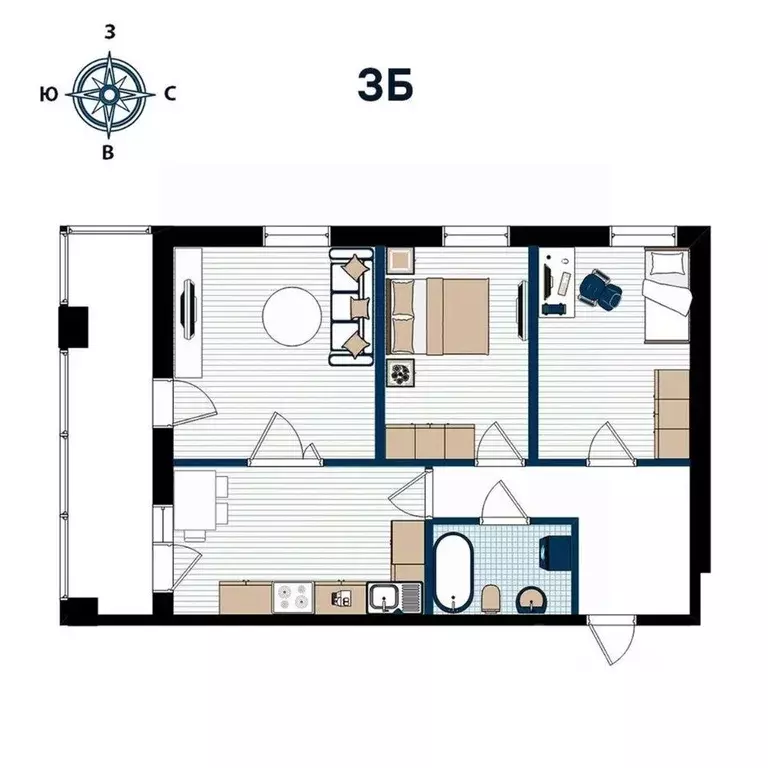 3-к кв. Приморский край, Владивосток ул. 2-я Поселковая (67.2 м) - Фото 1