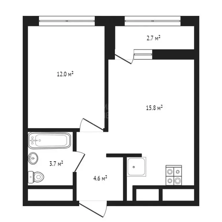 1-комнатная квартира: Тюмень, жилой комплекс Мотивы (36.95 м) - Фото 0