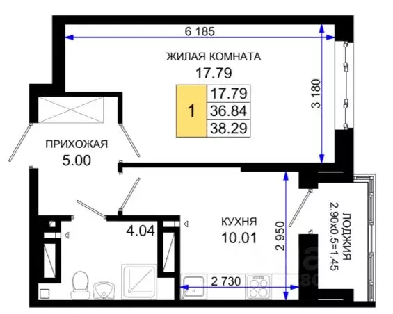 1-к кв. Ростовская область, Ростов-на-Дону Элеваторный пер., 6/2с ... - Фото 1