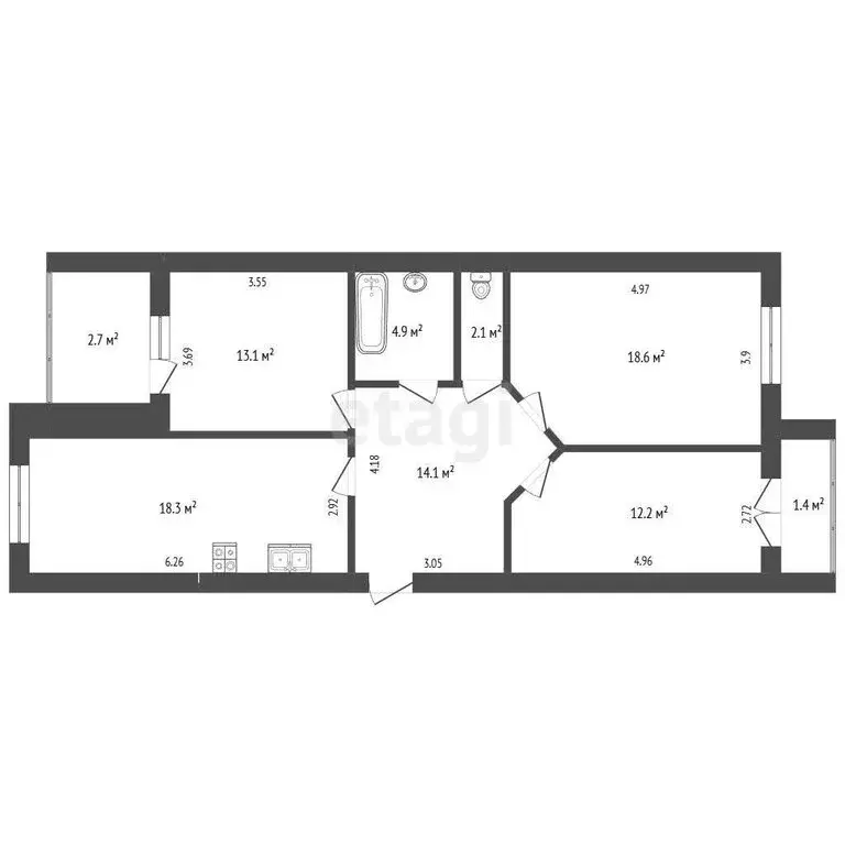 3-комнатная квартира: посёлок Ростовка, улица Михаила Врубеля, 2 (83.3 ... - Фото 1