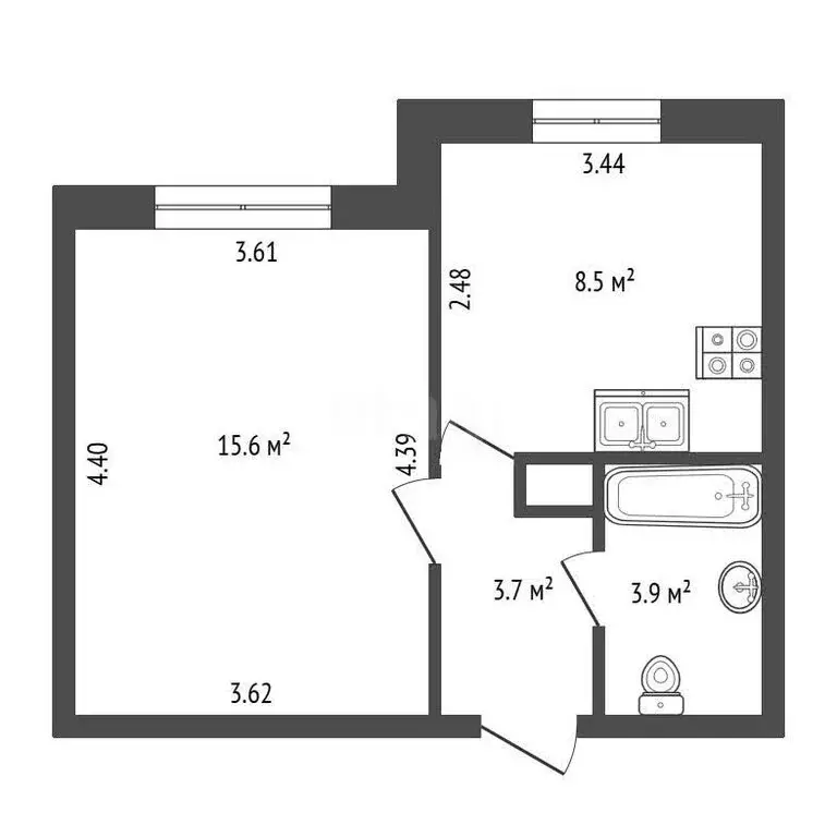 1-комнатная квартира: Кудрово, Ленинградская улица, 3 (32 м) - Фото 1