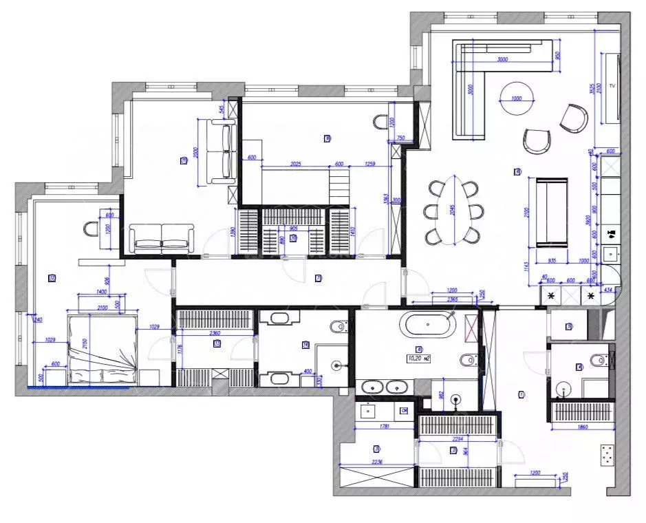 4-к кв. Санкт-Петербург Крестовский просп., 12 (180.0 м) - Фото 2
