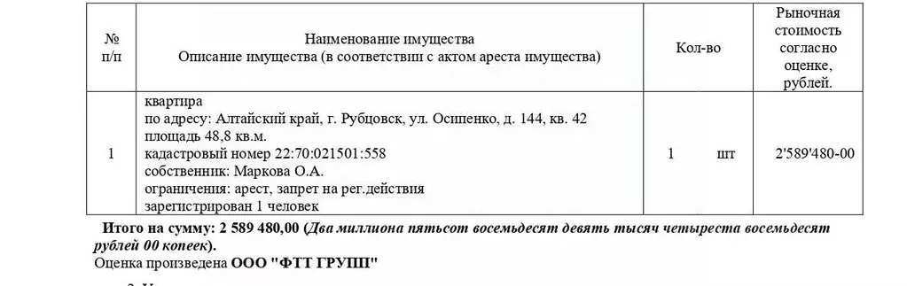 Свободной планировки кв. Алтайский край, Рубцовск ул. Осипенко, 144 ... - Фото 1