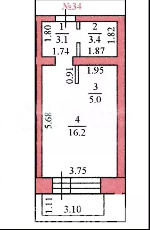Квартира-студия, 28,7 м, 1/3 эт. - Фото 0