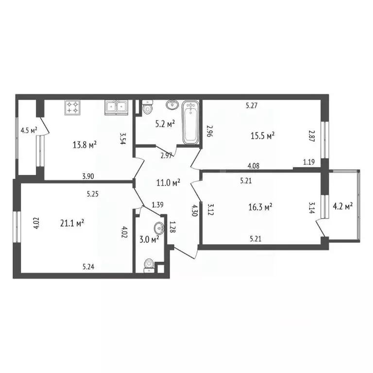 3-к кв. Санкт-Петербург Манчестерская ул., 3к2 (86.0 м) - Фото 2