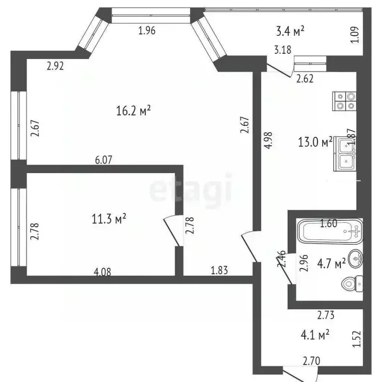 2-к кв. Краснодарский край, Анапа Владимирская ул., 69 (62.0 м) - Фото 2