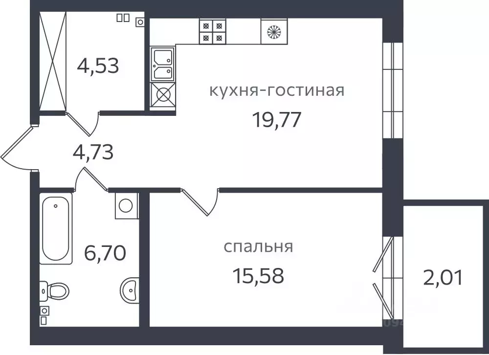 1-к кв. Санкт-Петербург проезд Петровская коса, 1к2 (53.4 м) - Фото 0