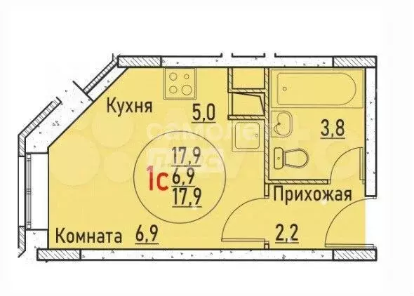 Квартира-студия, 18 м, 2/3 эт. - Фото 0