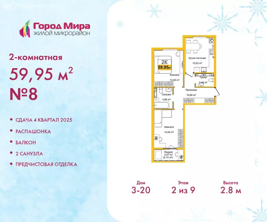 2-комнатная квартира: Симферополь, Центральный район, жилой комплекс ... - Фото 1