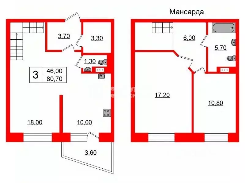 3-к кв. Санкт-Петербург просп. Маршала Жукова, 48к2 (80.7 м) - Фото 1