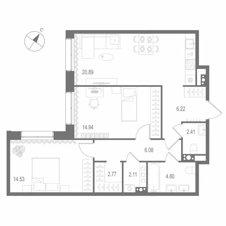 2-комнатная квартира: Санкт-Петербург, Матисов остров (74.75 м) - Фото 0