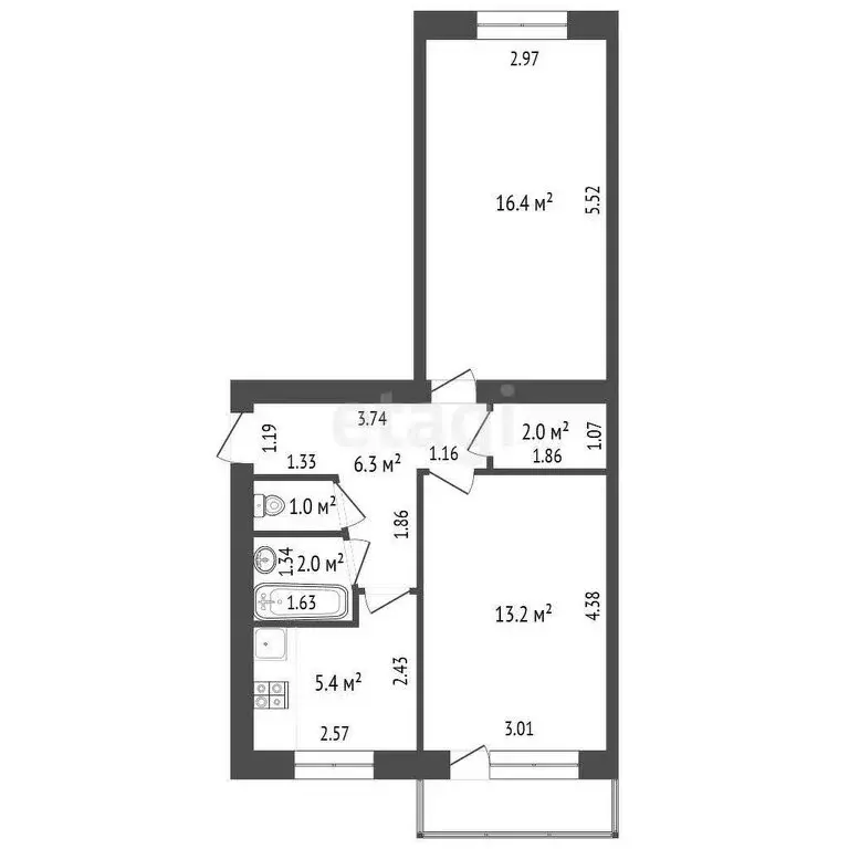 2-комнатная квартира: Покров, улица Ленина, 124 (46.3 м) - Фото 0