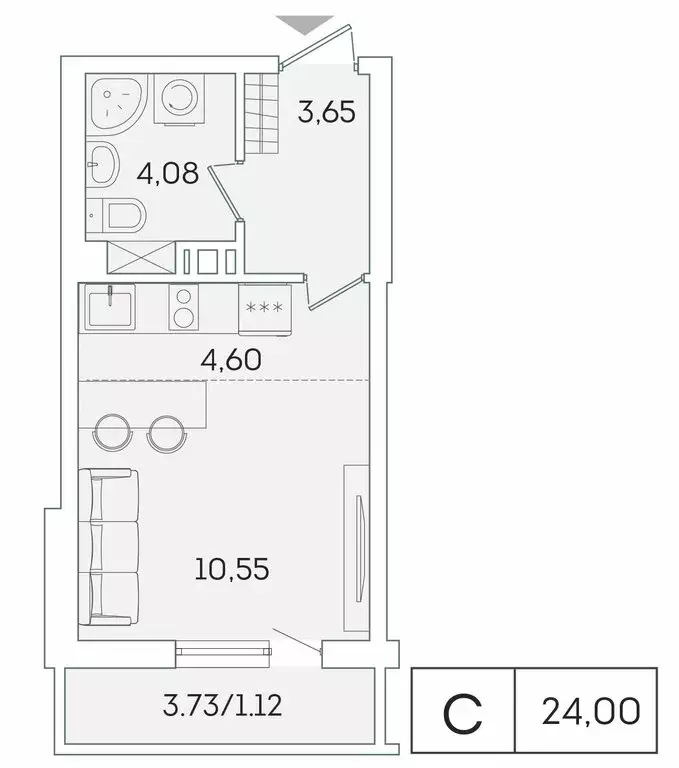 Квартира-студия: Мурино, Графская улица, 6к4 (22.9 м) - Фото 0