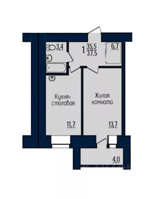 1-к кв. Амурская область, Благовещенск Северная ул., 103 (37.5 м) - Фото 1