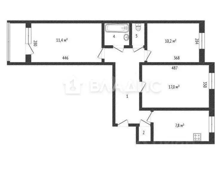 3-к кв. Калужская область, Калуга ул. Кибальчича, 3 (63.3 м) - Фото 2