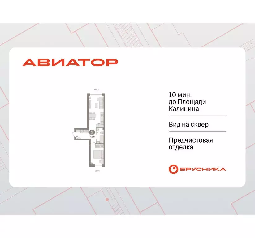 1-комнатная квартира: Новосибирск, улица Аэропорт, 88 (46.8 м) - Фото 0
