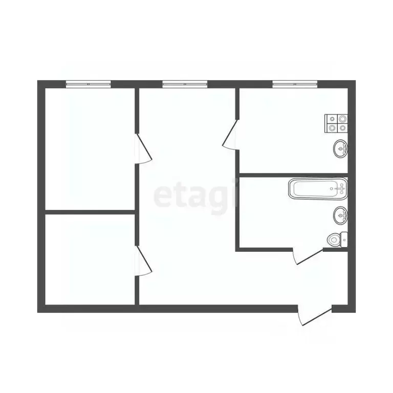 3-к кв. Тульская область, Тула проезд 2-й Металлургов, 9 (44.0 м) - Фото 1