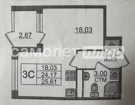Студия Санкт-Петербург пос. Стрельна, просп. Буденного, 20к5 (24.17 м) - Фото 2