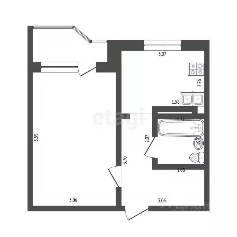 1-к кв. Костромская область, Кострома Соловьиная ул., 4 (35.9 м) - Фото 2