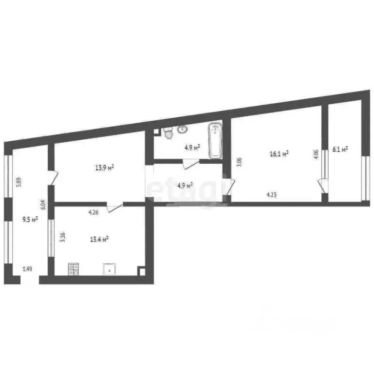 1-к кв. Севастополь просп. Героев Сталинграда, 63 (55.0 м) - Фото 2