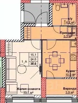 1-к кв. Приморский край, Владивосток Каштановая ул., 17/2 (38.5 м) - Фото 1
