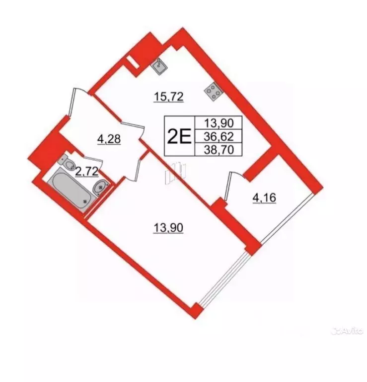 1-к кв. Санкт-Петербург наб. Миклухо-Маклая, 3к1 (36.6 м) - Фото 2