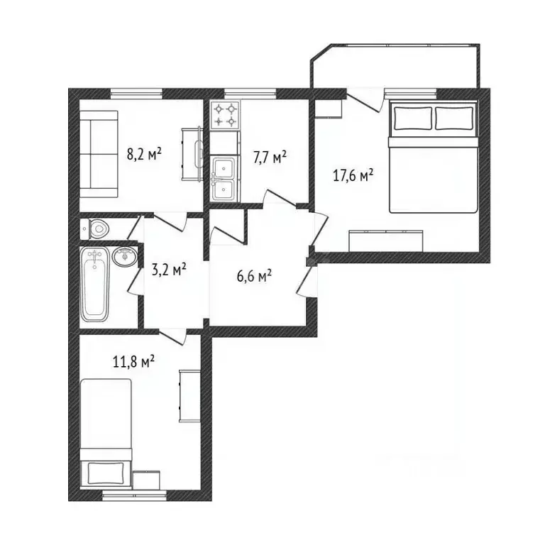 3-к кв. Новосибирская область, Новосибирск ул. Оловозаводская, 1/4 ... - Фото 2