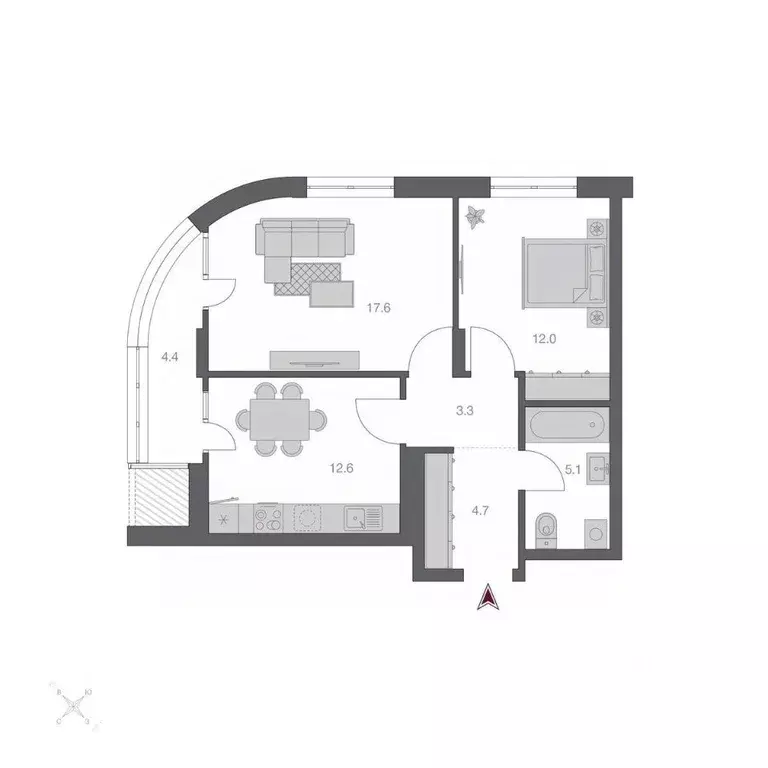 2-к кв. Новосибирская область, Новосибирск Беринг жилой квартал,  ... - Фото 1