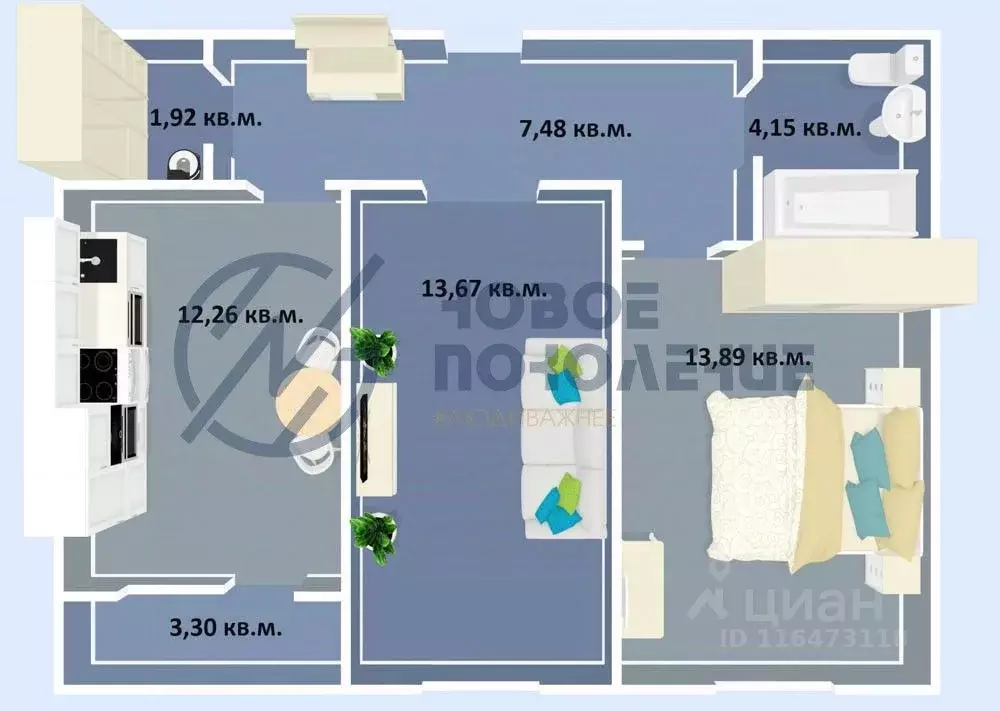 2-к кв. Омская область, Омск ул. Завертяева, 18к12 (56.67 м) - Фото 0