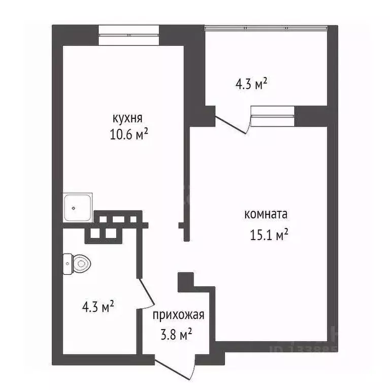 1-к кв. Красноярский край, Красноярск ул. Лесников, 55 (32.8 м) - Фото 2