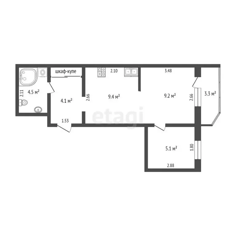 Квартира-студия: Тюмень, Стартовая улица, 1 (32.3 м) - Фото 0