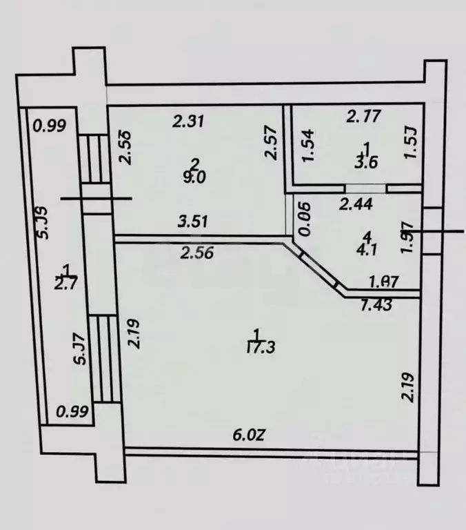 1-к кв. Татарстан, Казань ул. Азата Аббасова, 12 (34.0 м) - Фото 2