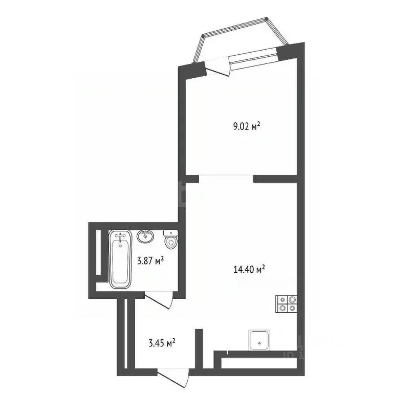 1-к кв. Тюменская область, Тюмень ул. Фармана Салманова, 5 (31.3 м) - Фото 2