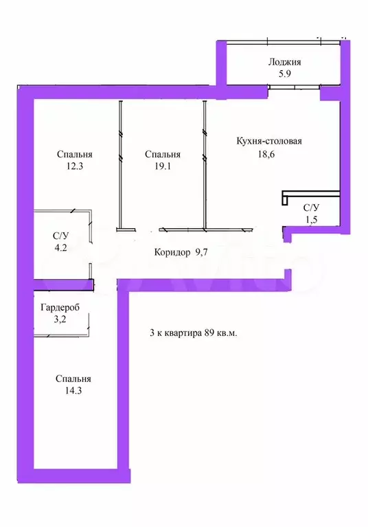 3-к. квартира, 82,5 м, 3/3 эт. - Фото 0