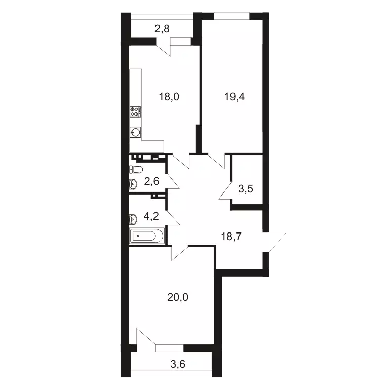 Продаётся 2-к квартира, 92.8 м - Фото 1