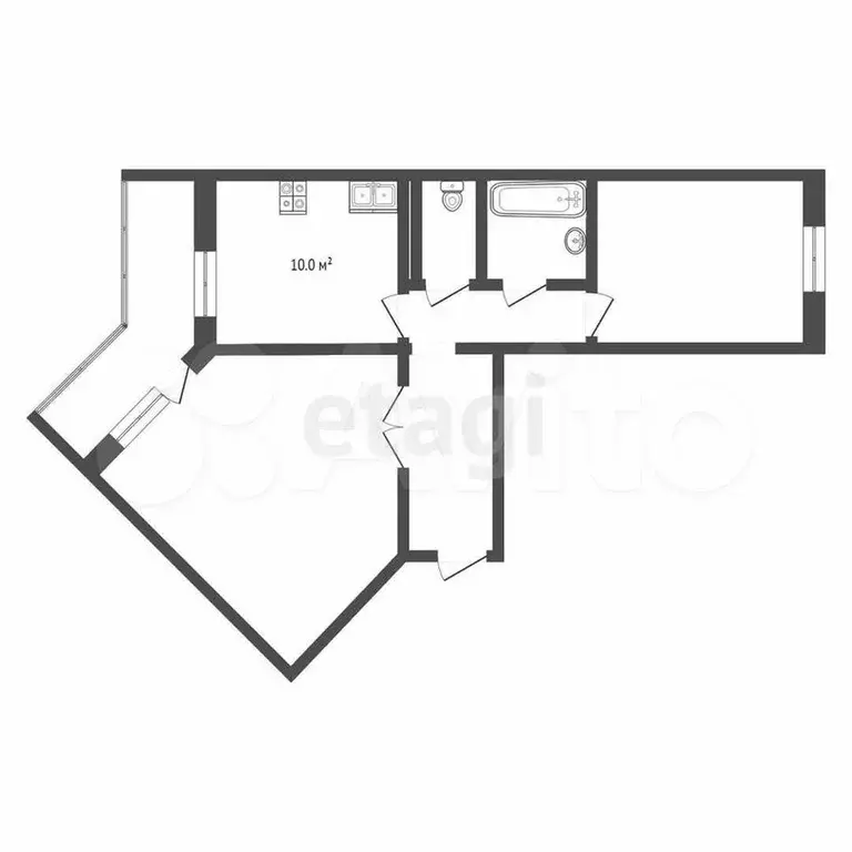 2-к. квартира, 52,8 м, 2/9 эт. - Фото 0