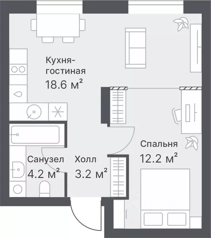 1-к кв. Тюменская область, Тюмень Кремлевская ул., 95 (38.2 м) - Фото 0
