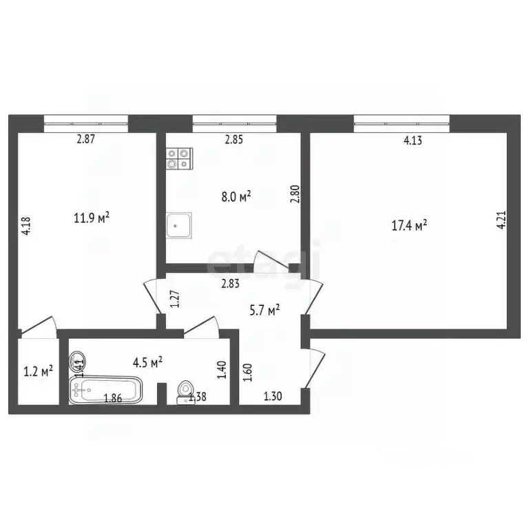 2-к кв. Саха (Якутия), Якутск Загородный кв-л, ул. Рихарда Зорге, 17 ... - Фото 0